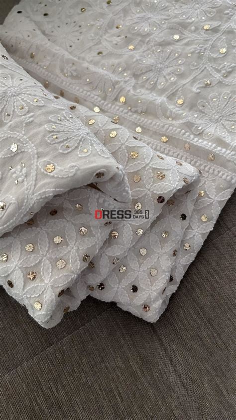 Ivory White Mukaish Chikankari Dupatta – Dress365days