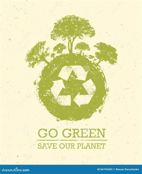 Go Green Recycle Reduce Reuse Eco Poster Concept. Vector Creative ...
