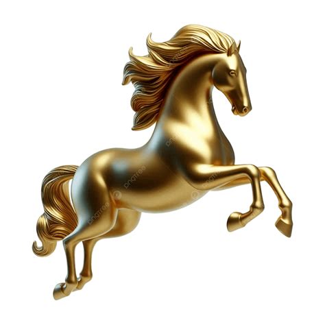 Una Cría De Caballos Dorados Brillantes En Sus Patas Traseras Con ...