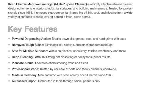 Koch-Chemie Mehrzweckreiniger Interior & Special Cleaner|1 Ltr|Highly ...