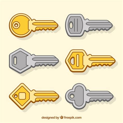 Collection of six silver and golden keys | Free Vector