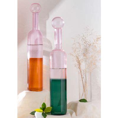 Pink glass water bottle | Buy hand blown glass bottle online | Kalpané