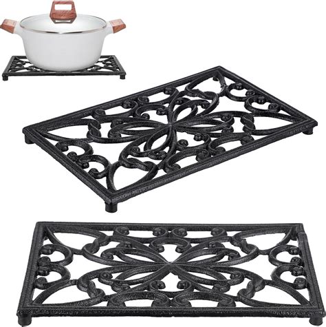 Amazon.com: Sumnacon Cast Iron Trivet,9.6 x 6.3 Inch Metal Trivet with ...