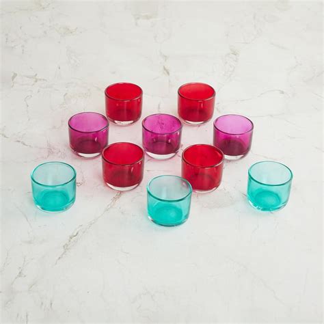Buy Garnet Set of 10 Glass T-Light Holders from Home Centre at just INR ...