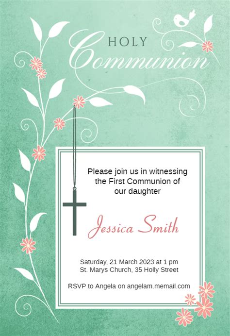 First Communion - First Holy Communion Invitation Template (Free) | Greetings Island