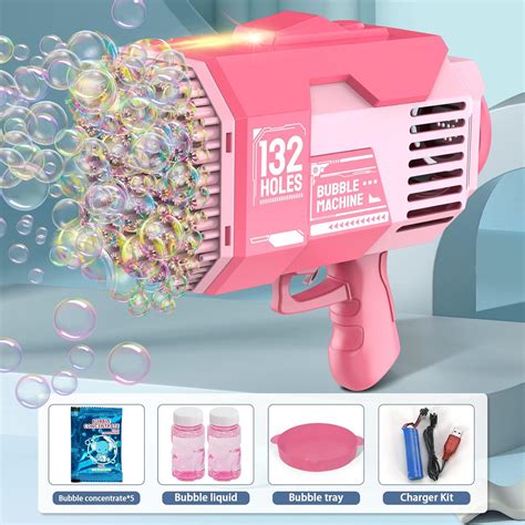 Buy 132 Hole Bubble Machine，Bazooka Bubble Gun with Colorful Lights ...