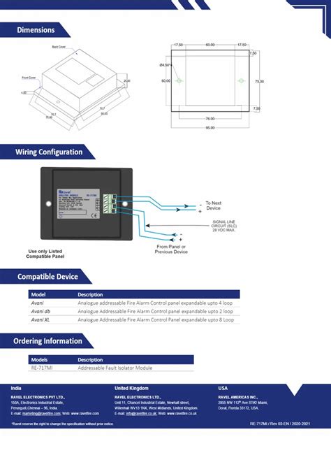 Ravel Fire Alarm Systems - RE-717MC Ravel Control Module Ul Listed ...