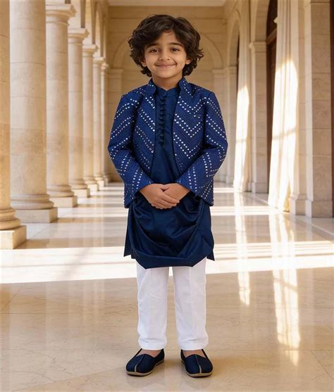 Blue Mirror Embroidery Jacket Set – FayonKids