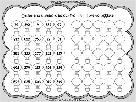 Image result for Ordering Numbers Math Worksheets