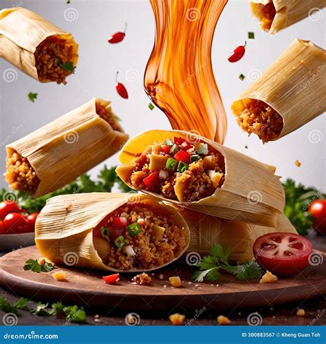 Corn Husk Wrapped Tamales, Traditional Mexican Cuisine Stock Image ...