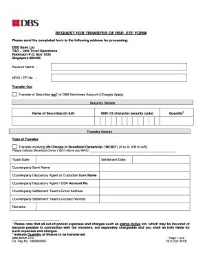 2013-2026 SG DBS Bank Request for Transfer of RSP-ETF Form - Blank ...