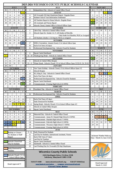 Calendars | Wicomico County Public Schools