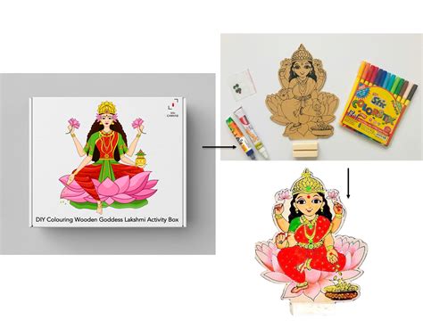 DIY Colouring Wooden Goddess Lakshmi Activity Box – Little Canvas
