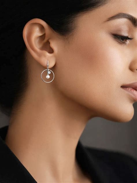 925 Fine Silver Pearl Circle Drop Earrings – Rubans