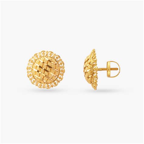 Intricate Gold Stud Earrings