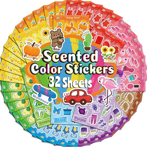 Amazon.com: Tageenla Scratch and Sniff Stickers, 32 Sheets Scented ...