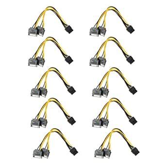 WHIZZO 10xDual 15pin SATA To 8pin(6+2) PCI-E Cable for Hard Drive Power ...