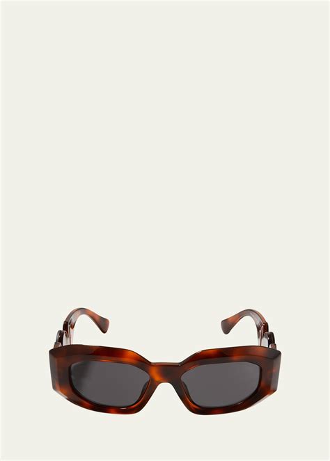 Versace Medusa Oval Plastic Sunglasses In Havana | ModeSens