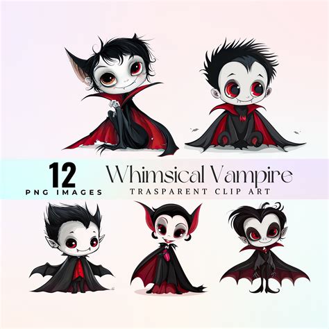 Whimsical Vampire Clip Art: Watercolor Dracula PNG (digital Download ...