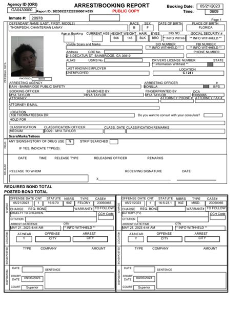 Arrest Reports 5/23/23 | BainbridgeGA.com