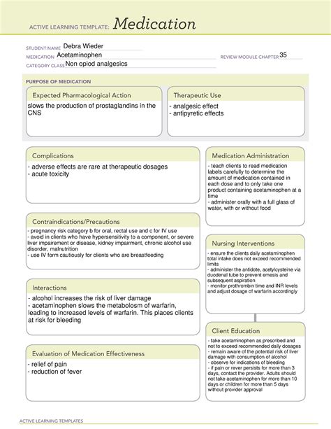 Active Learning Template Medication Acetaminophen