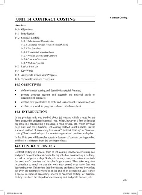 Unit-14 - 229 Contract Costing UNIT 14 CONTRACT COSTING Structure 14 ...