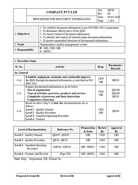 Image result for Document Information Table Sample