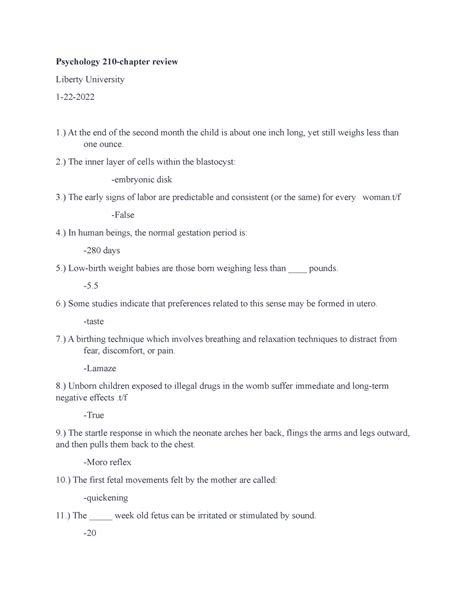 Psyc 210 L6 - Lecture notes 6-8 - Psychology 210-chapter review Liberty ...