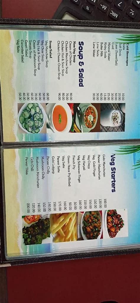 Menu at Circuit House, Bambolim