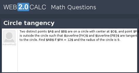 View question - Circle tangency