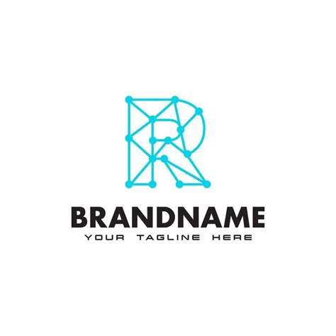 Modelo de Design de logotipo de conexão de rede de ponto R letra ...