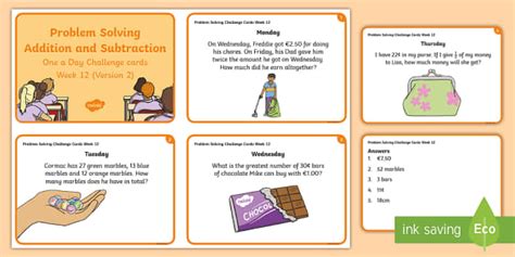 Week 12 - Problem Solving - Addition and Subtraction Challenge Cards