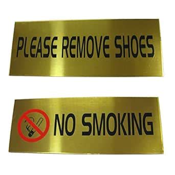 Clickforsign NO-SMO-PL-REM-COMB-P1-G7 No Smoking Glossy Golden Sign and ...