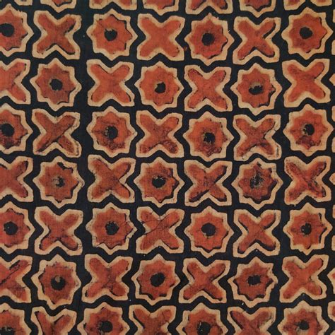 Pure Cotton Dabu Brown With Rust Star Motifs Hand Block Print Fabric ...