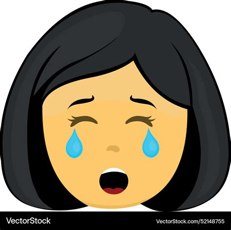 Emoji woman head crying tears eyes Royalty Free Vector Image