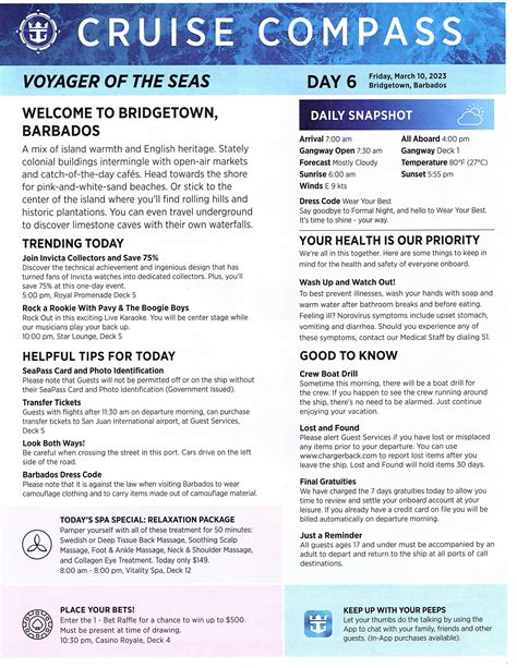 Voyager of the Seas 7-night Southern Caribbean Cruise Compass - March 5 ...