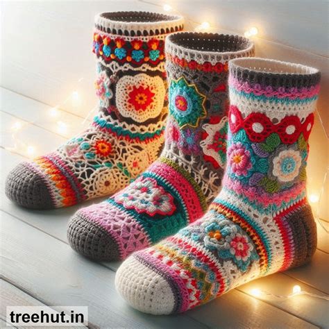 Christmas Crochet Carpet Socks Ideas patterns and how to make them ...