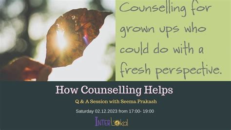 How Counselling Helps - Q&A Session , InterLokal Dresden, 2 December ...