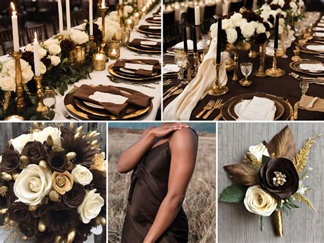 Dark Brown Wedding Color Ideas With Cream and Gold Accents