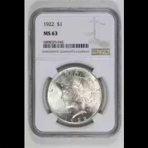 1922 Peace Silver Dollar NGC MS-63 - Lost Dutchman Rare Coins