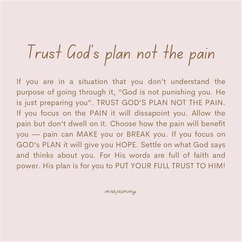 Pammy on Instagram: "Trust God's plan not the pain. 🙏" | Trust god ...