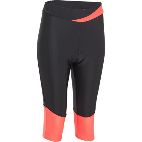 500 Women's Mountain Bike Bibless Cropped Bottoms - Black/Pink