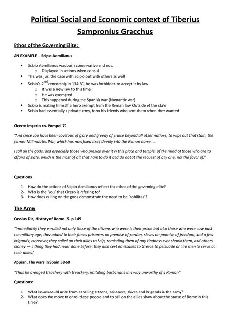 Political Social and Economic context of Tiberius Sempronius Gracchus ...