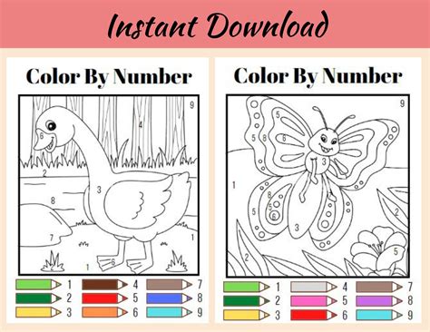 Color by Number, Printable Coloring Pages for Preschool and Kindergarten, Coloring Guide ...