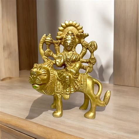 Brass Durga Mata Murti | Sherawali Mata Brass Statue – Timeshopee