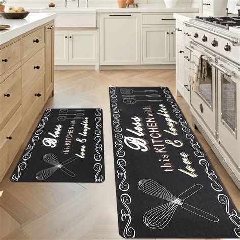 MeyJey Kitchen Rug Anti-Fatigue Mat Set for Kitchen, 2 Piece Non-Slip ...