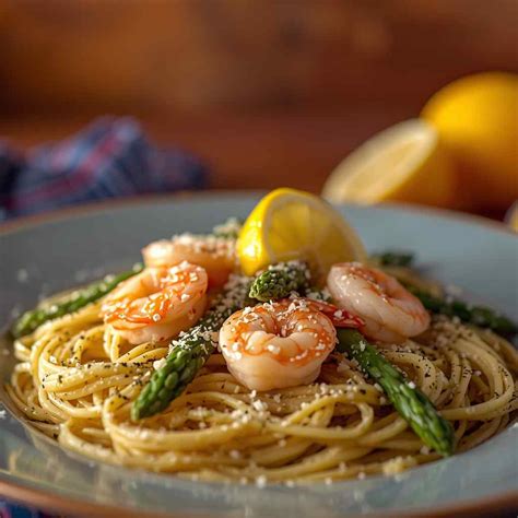 Shrimp and Asparagus Pasta with Lemon Cream - Recipes By Elina