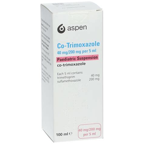 CO-TRIMOXAZOLE 40mg/200mg per 5ml Paediat.Susp.UK 100 ml mit dem E ...