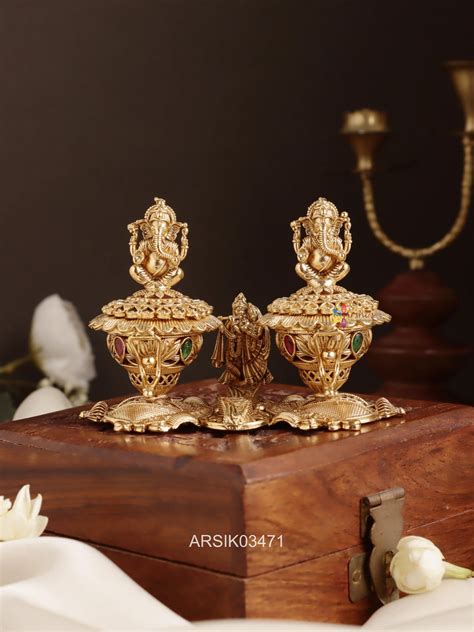 Radha Krishna and Ganesha Kumkum Box – Arshis