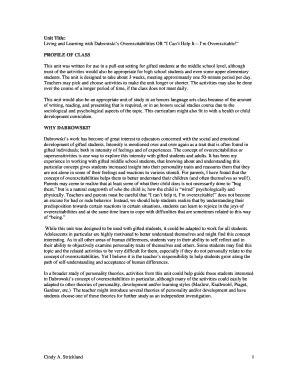 Fillable Online hoagiesgifted Be studying Dabrowski some kids look at ...